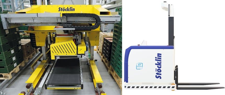 Palettisation et transport en mode automatisé chez Stöcklin Logistics