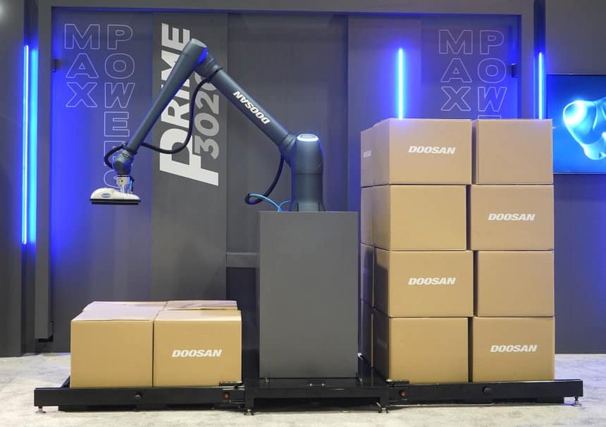 Un cobot de palettisation signé Doosan Robotics