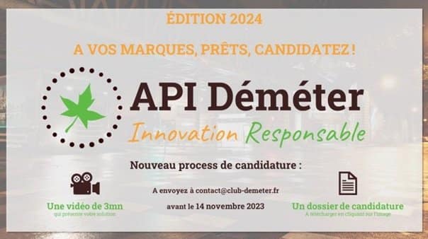 Les candidatures sont ouvertes pour la 8ème édition de l’API du Club Déméter