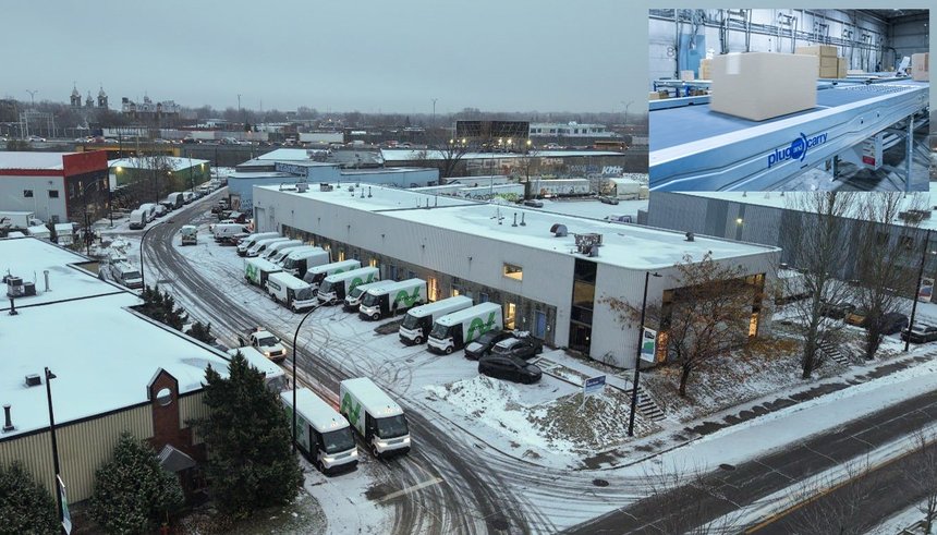 Une ligne de convoyeurs Plug-and-Carry de Boa Concept est opérationnelle dans l’un des centres de tri de Nationex à Montréal. ©DR