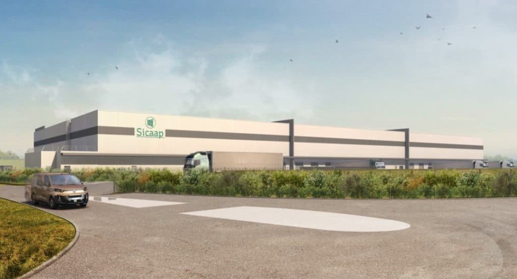 Actuellement en cours de construction, le futur entrepôt de la Sicaap sera livré en septembre prochain par GSE. ©Apside Architecture