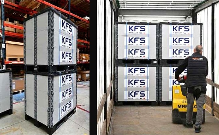 Plus de 500 caisses palettes réutilisables Flex-Box circulent actuellement entre l’usine de KFS Mobility à Andrézieux-Bouthéon et celles de certains de ses fournisseurs. ©Smart-Flow