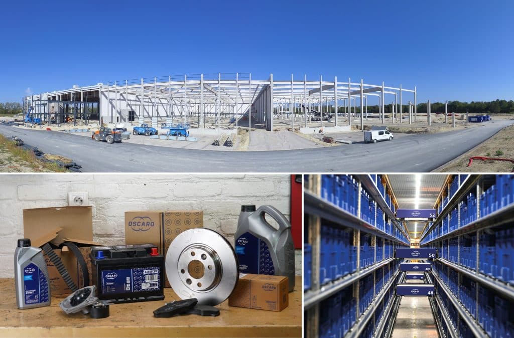 Plus avancée que sur la photo, la construction du futur vaisseau amiral d’Oscaro permettra de regrouper sa logistique, avec un volet d’automatisation goods-to-person pour gagner en efficacité et améliorer les conditions de travail. ©Oscaro / DR