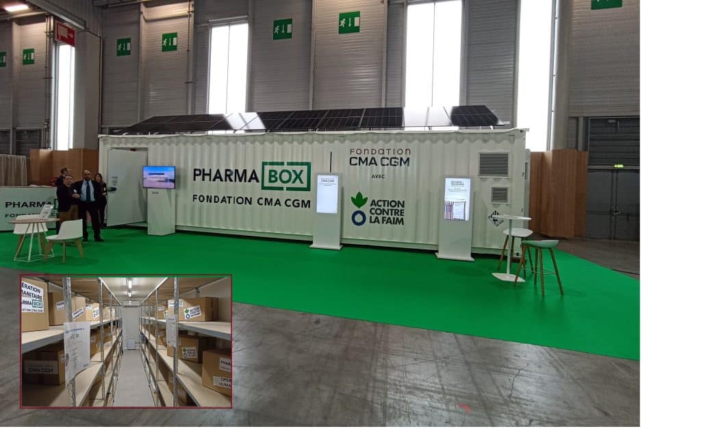 La Pharmabox conçue par la Fondation CMA CGM, est équipée à l’intérieur de racks sur quatre niveaux. ©J.Fustier