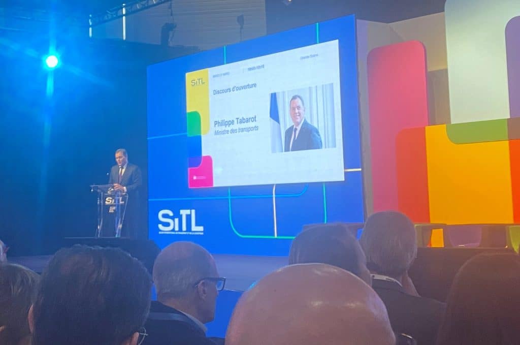 Le ministre Philippe Tabarot lors de l’ouverture du SITL, qui a ouvert ses portes ce matin dans le Hall 7 du Parc des expositions de Villepinte. © J.-L. Rognon