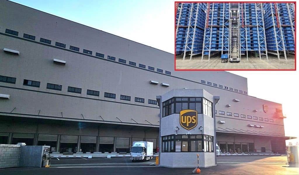 Le nouveau site logistique d’UPS a été conçu pour répondre à l’évolution des besoins clients, notamment grâce à son système robotisé de stockage/préparation de commande RoboShuttle de Geek+ (photo en médaillon). ©UPS