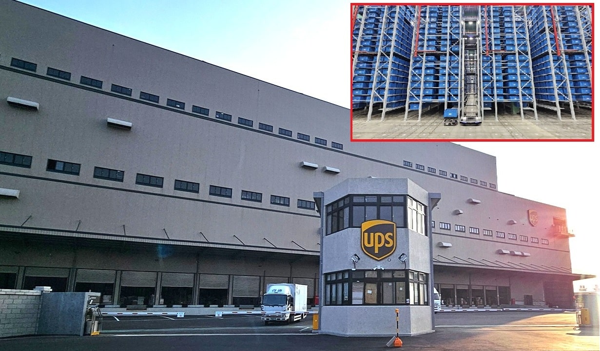 Le nouveau site logistique d’UPS a été conçu pour répondre à l’évolution des besoins clients, notamment grâce à son système robotisé de stockage/préparation de commande RoboShuttle de Geek+ (photo en médaillon). ©UPS