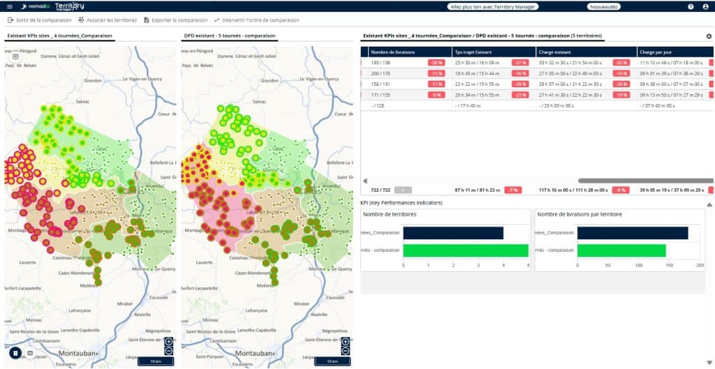 Avec le module de sectorisation intégré à Nomadia Delivery, il est notamment possible de comparer différents scénarios de livraison. ©Nomadia